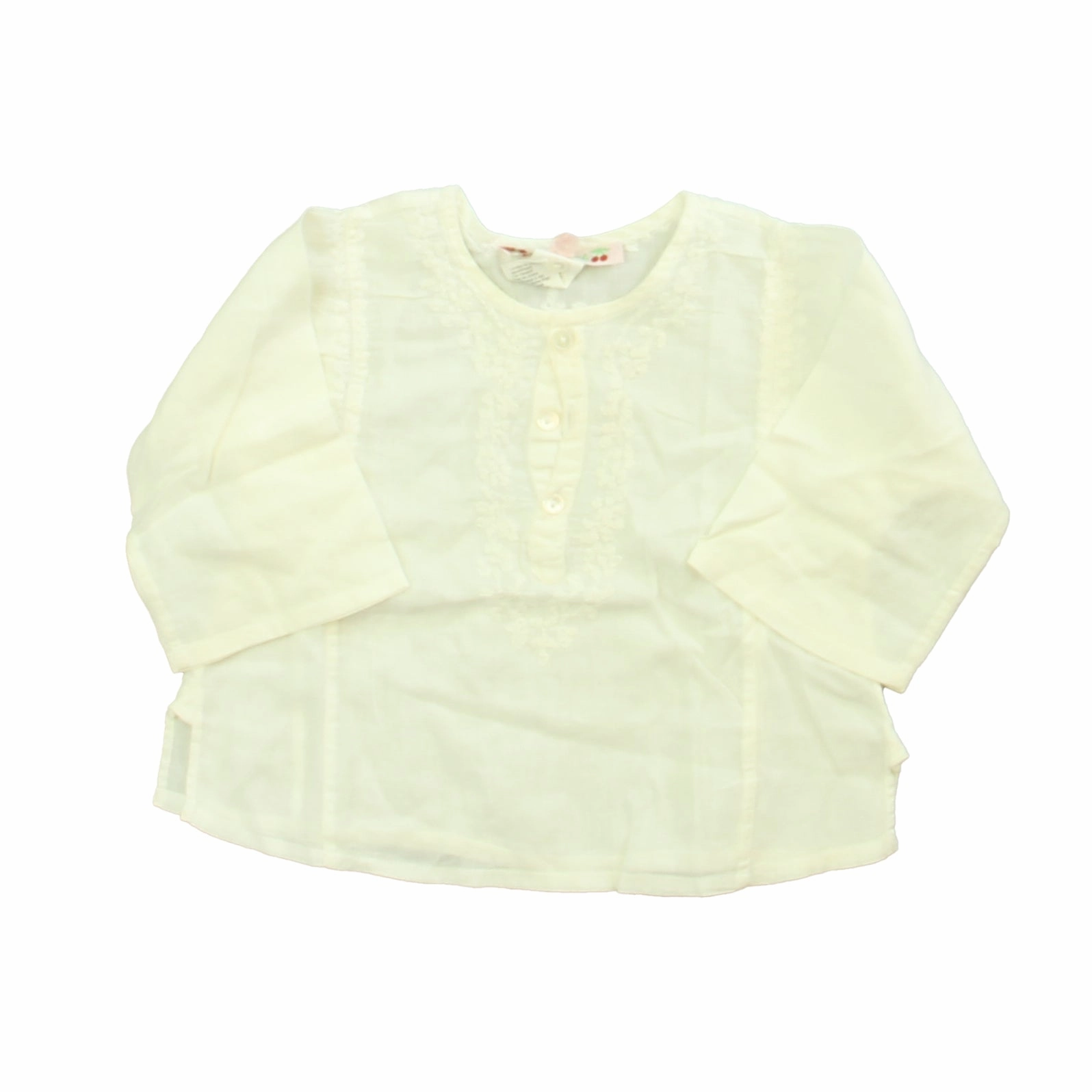 Bonpoint Girls White Blouse ruffle tops girls, long sleeve tees girls