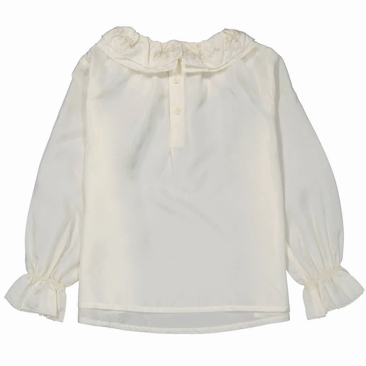 Bonpoint Kids White Lait Jaya Ruffle-Trim Silk Blouse Girls Tunic Top