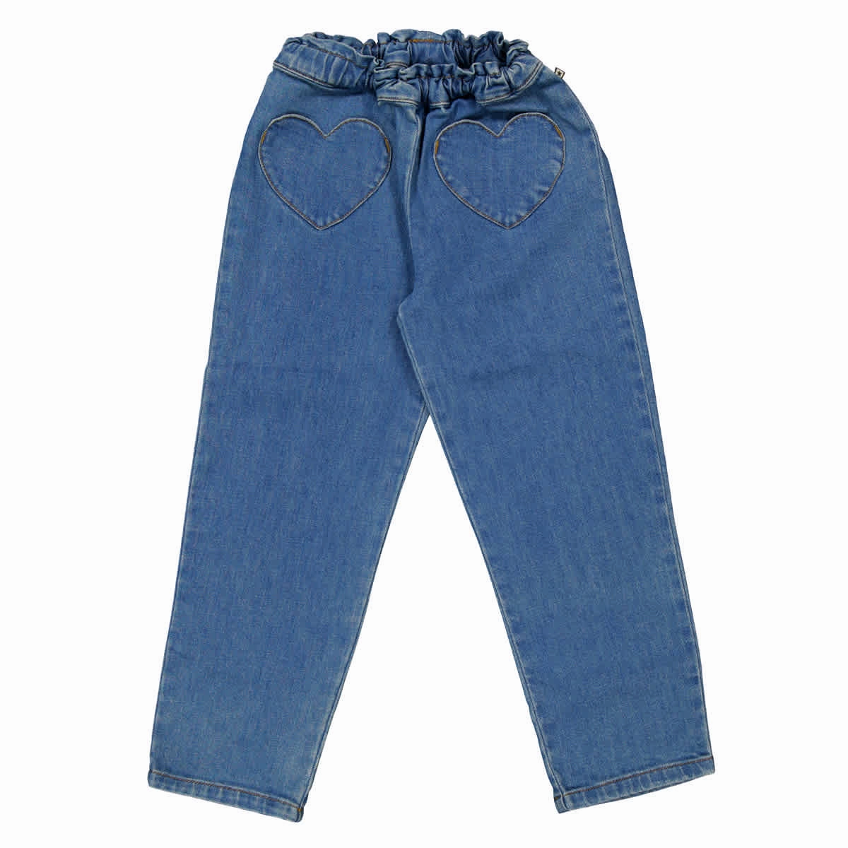Bonton Kids Heart Embroidered Denim Jeans girls bootcut jeans, stretch denim girls