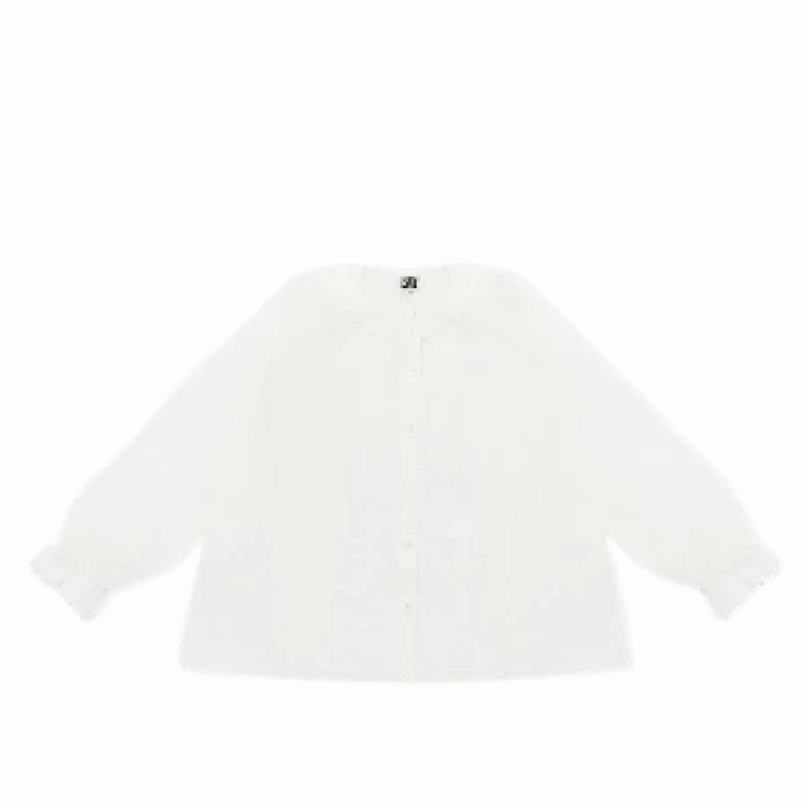 Bonton Kids Long Sleeves Cotton Shirt, Size 6Y ruffle tops girls, long sleeve tees girls