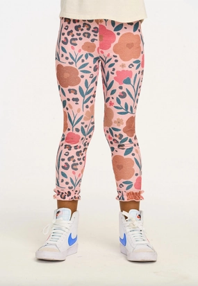 Bottom Ruffle Legging In Floral/leopard leggings girls, wide leg pants girls