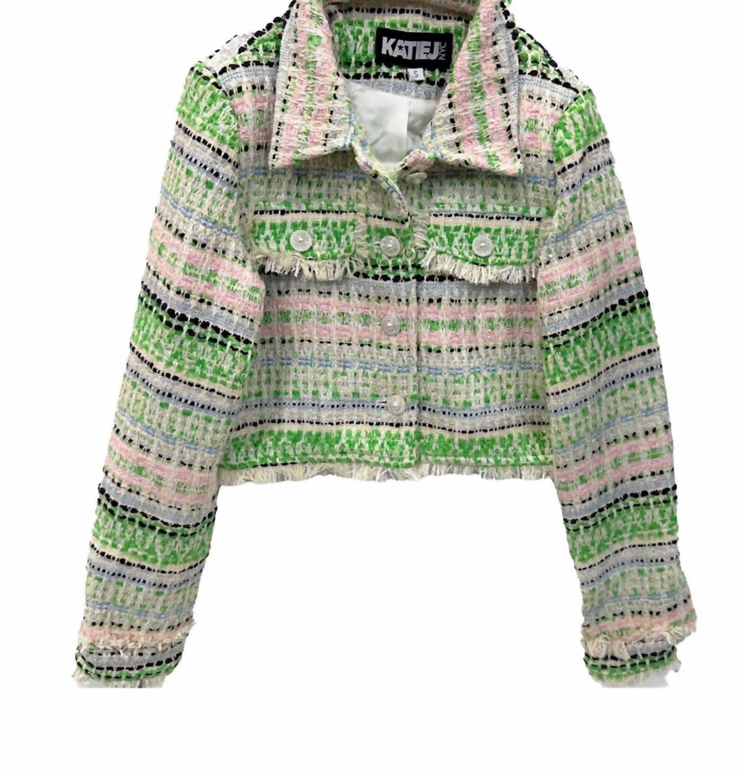 Boucle Charlize Jacket In Green Girls Sherpa Coat