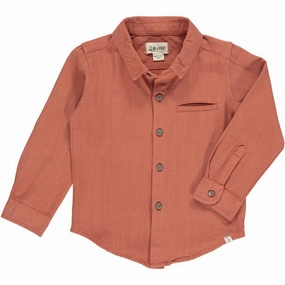 Boy's Atwood Woven Shirt In Rust Gauze graphic tees for boys, polo shirts boys
