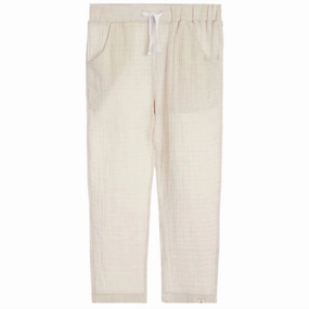 Boy's Bosun Cotton Pants In Beige Gauze boys jogger pants, school uniform pants boys