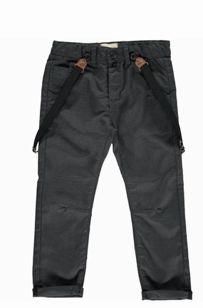 Boy's Bradford Woven Trousers With Removable Suspenders In Black Dogtooth boys jogger pants, school uniform pants boys