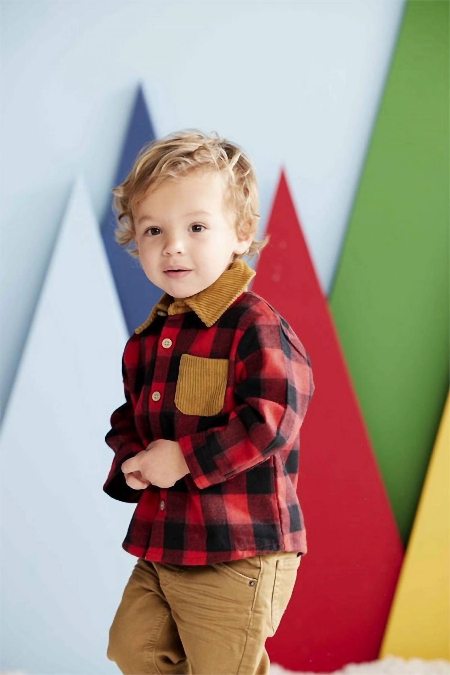 Boy's Buffalo Check Corduroy Shacket In Red Boys Waterproof Parka