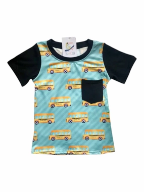 Boy's Bus Ride Pocket Tee In Black Multi graphic tees for boys, polo shirts boys