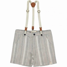 Boy's Captain Herringbone Shorts With Removable Suspenders In Grey boys jogger pants, school uniform pants boys