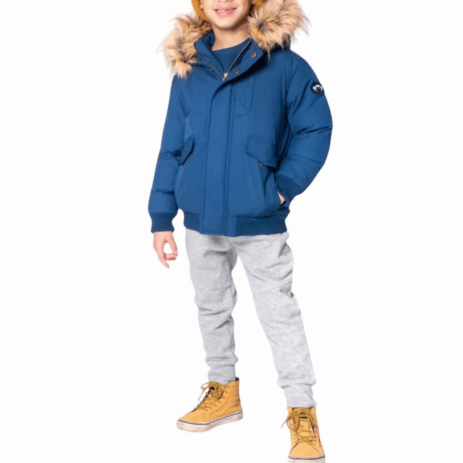 Boy's City Transit Coat In Classic Blue Boys Waterproof Parka