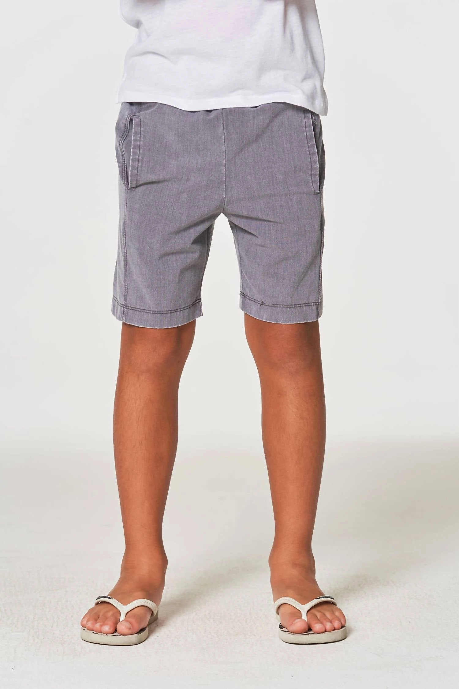 Boy's Coastal Cloth Boat Day Short In Gray Mineral Wash boys athletic shorts, cargo shorts boys