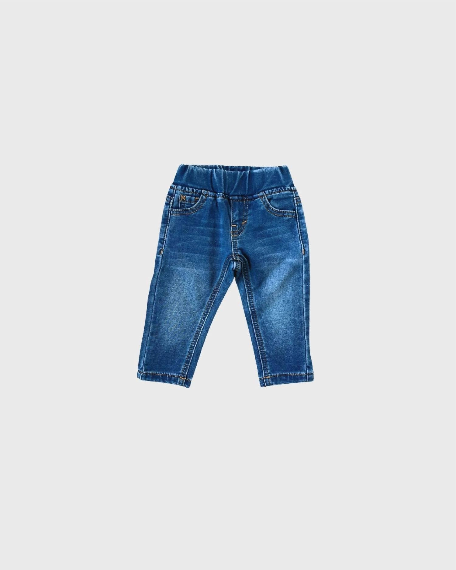 Boy's Denim Jeans In Mid Blue Wash boys slim fit denim, boys distressed jeans