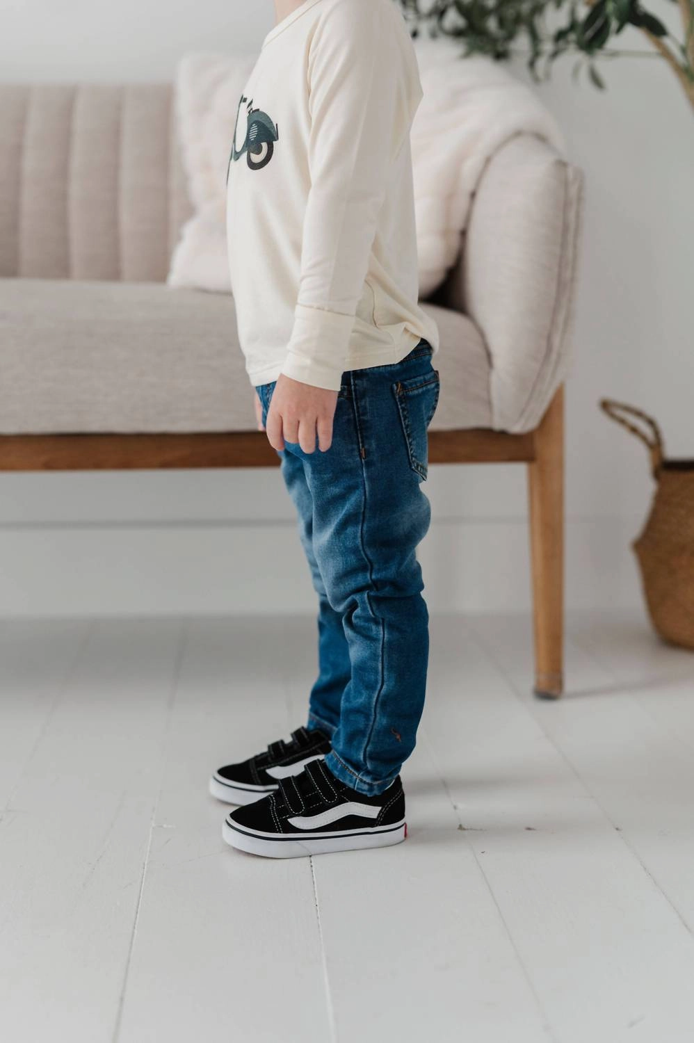 Boy's Denim Jeans In Mid Blue Wash Boys Stretch Skinny Jeans
