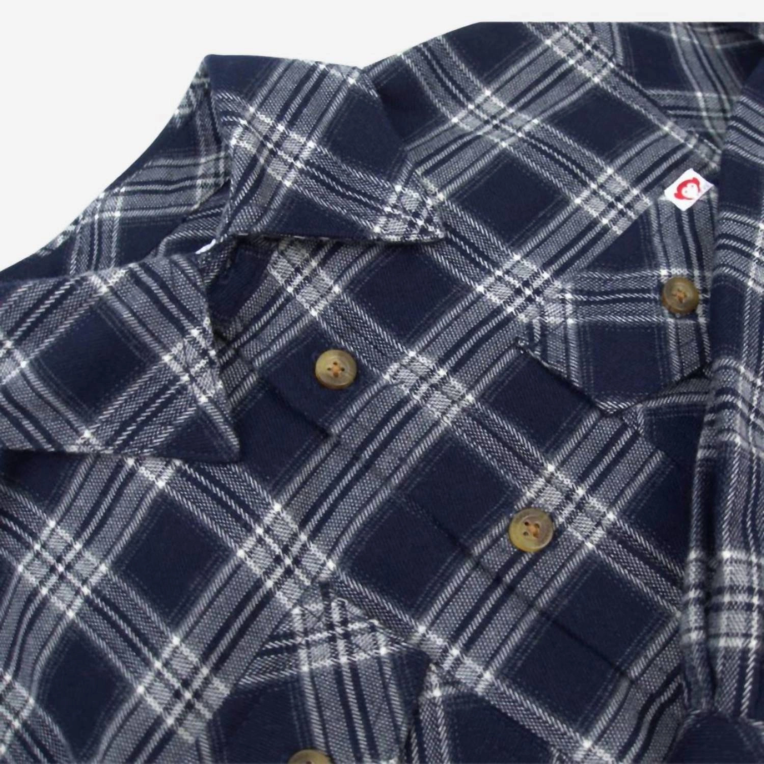 Boy's Flannel Longsleeve Shirt In Navy Plaid Boys Henley T Shirt