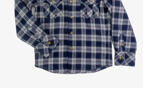 Boy's Flannel Longsleeve Shirt In Navy Plaid graphic tees for boys, polo shirts boys