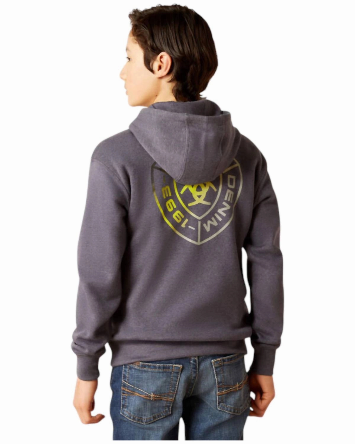 Boy's Gradient Badge Hoodie In Odyssy Gray Boys Henley T Shirt