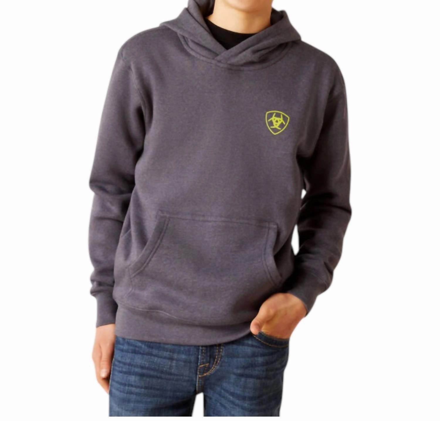 Boy's Gradient Badge Hoodie In Odyssy Gray graphic tees for boys, polo shirts boys