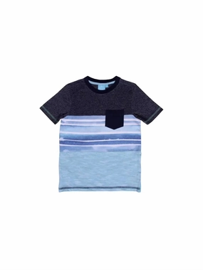 Boy's Grant Stripe Tee In Blue Multi graphic tees for boys, polo shirts boys