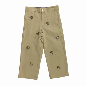 Boy's Lsu Collegiate Hand Embroidered Pants In Khaki boys jogger pants, school uniform pants boys