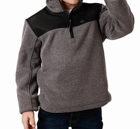 Boy's Micro Fleece 1/4-Zip Pullover In Grey winter jackets for boys, lightweight puffer boys