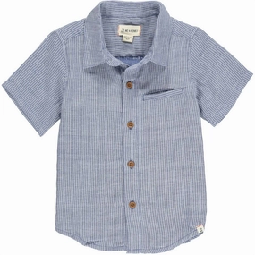 Boy's Newport Button Down Shirt In Navy Stripe graphic tees for boys, polo shirts boys
