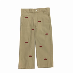 Boy's Ole Miss Collegiate Hand Embroidered Pants In Khaki boys jogger pants, school uniform pants boys
