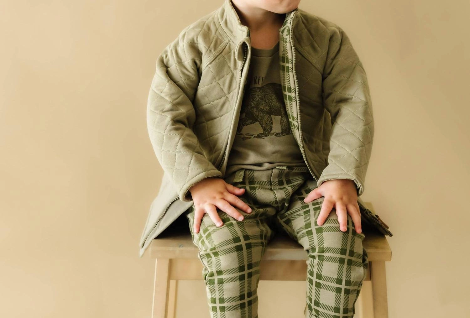 Boy's Organic Merino Wool Zip Jacket In Olive Boys Waterproof Parka