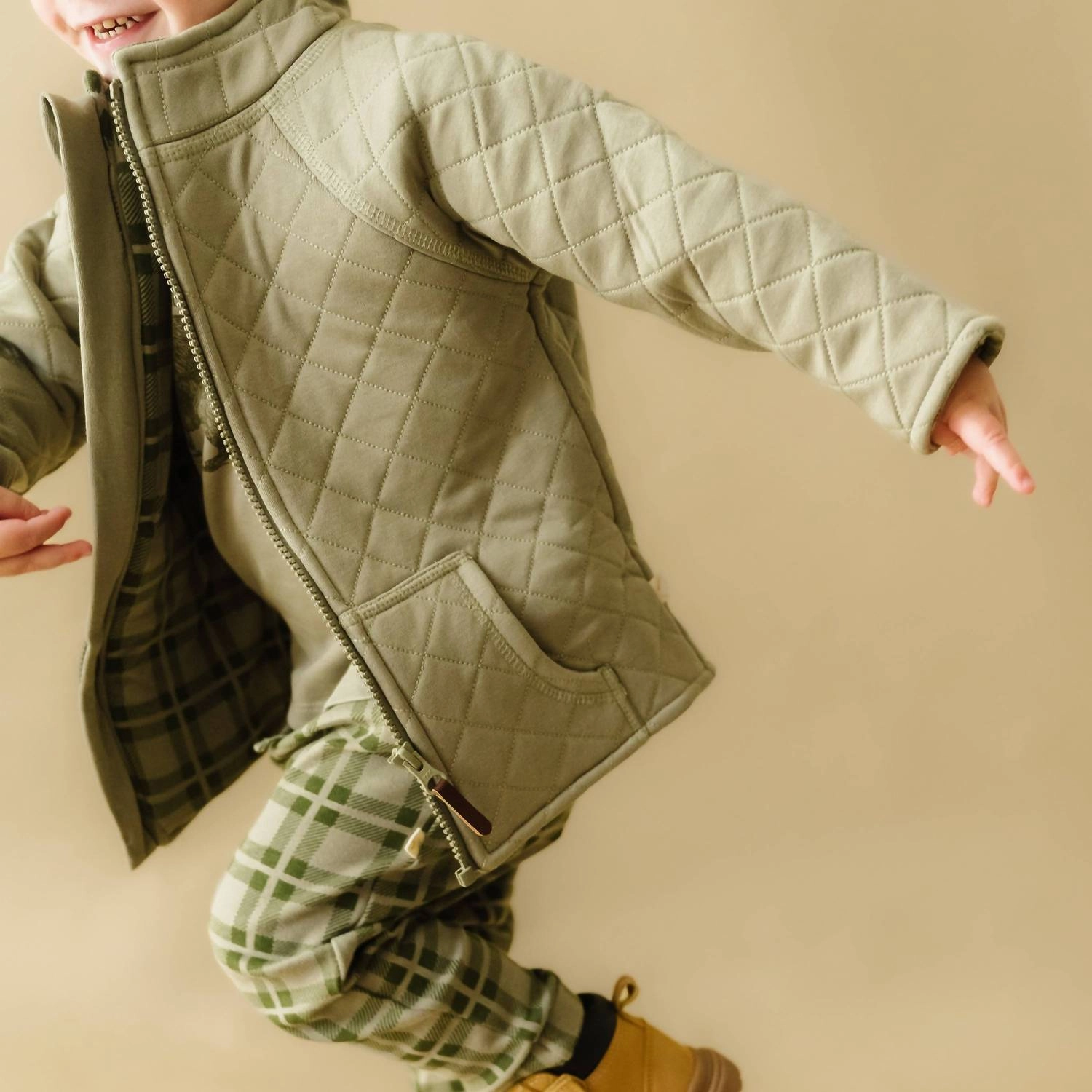 Boy's Organic Merino Wool Zip Jacket In Olive winter jackets for boys, lightweight puffer boys
