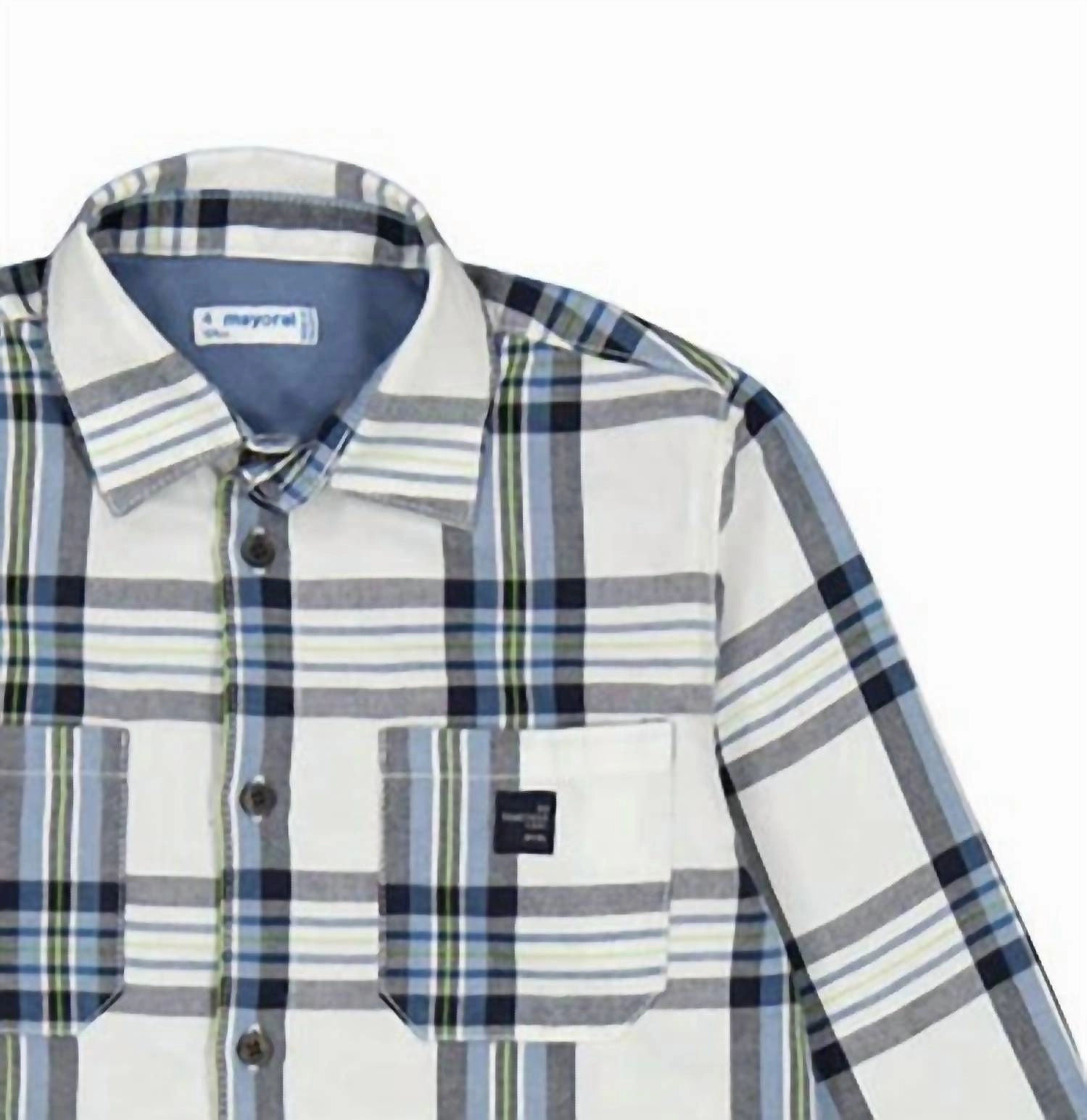 Boy's Plaid Long Sleeve Shirt In Glacial White Boys Henley T Shirt