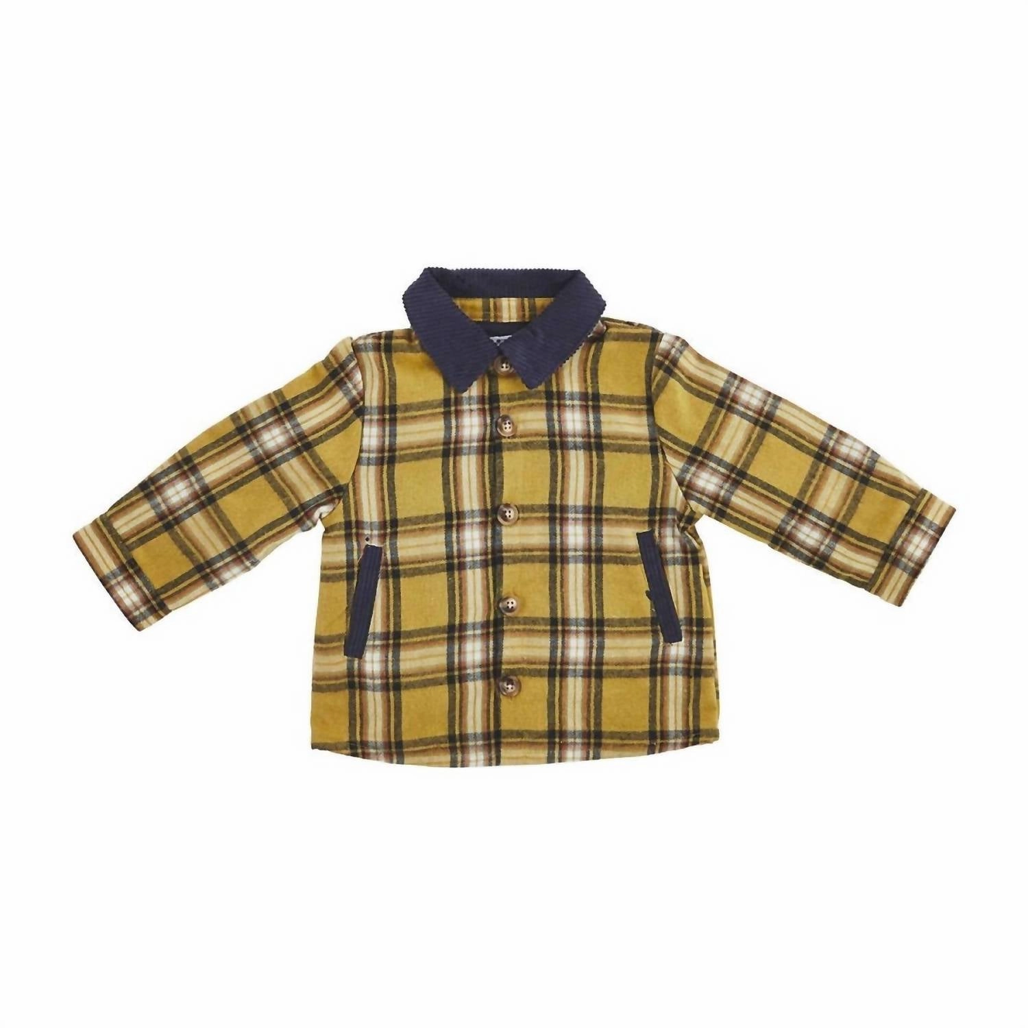 Boy's Plaid Shacket In Mustard winter jackets for boys, lightweight puffer boys