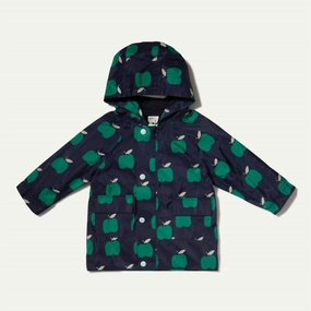 Boy's Recycled Fabric Apple Baby Raincoat In Blue Ribbon Apple winter jackets for boys, lightweight puffer boys
