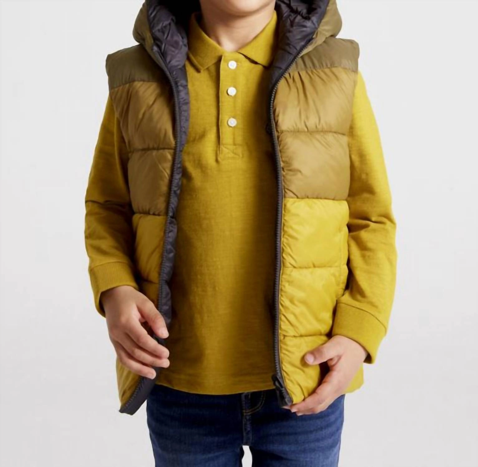 Boy's Reversible Vest In Moss Green Boys Waterproof Parka