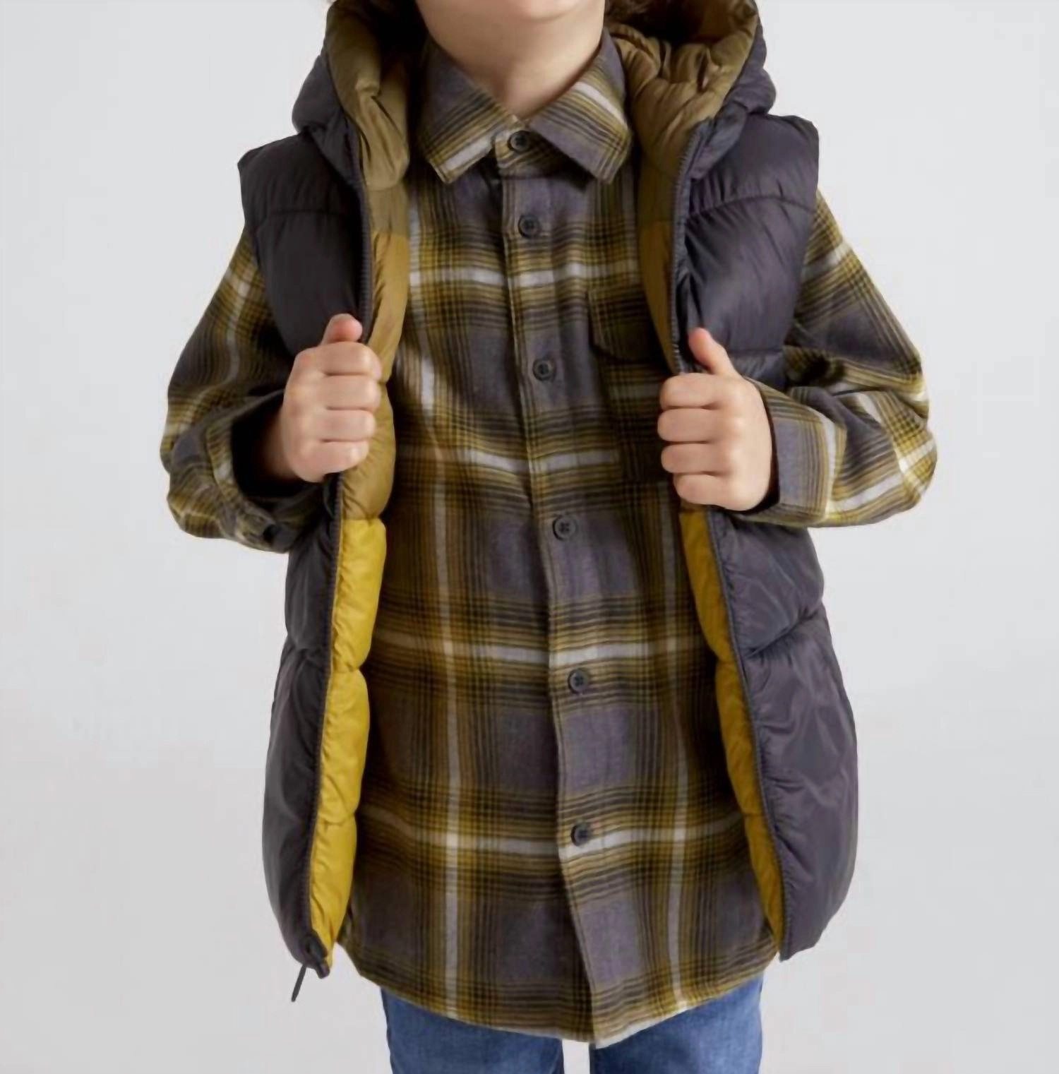 Boy's Reversible Vest In Moss Green winter jackets for boys, lightweight puffer boys