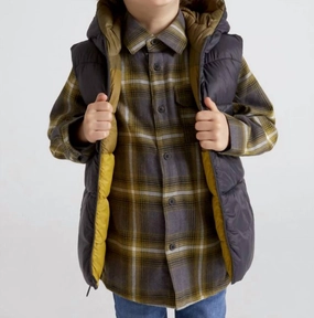 Boy's Reversible Vest In Moss Green winter jackets for boys, lightweight puffer boys