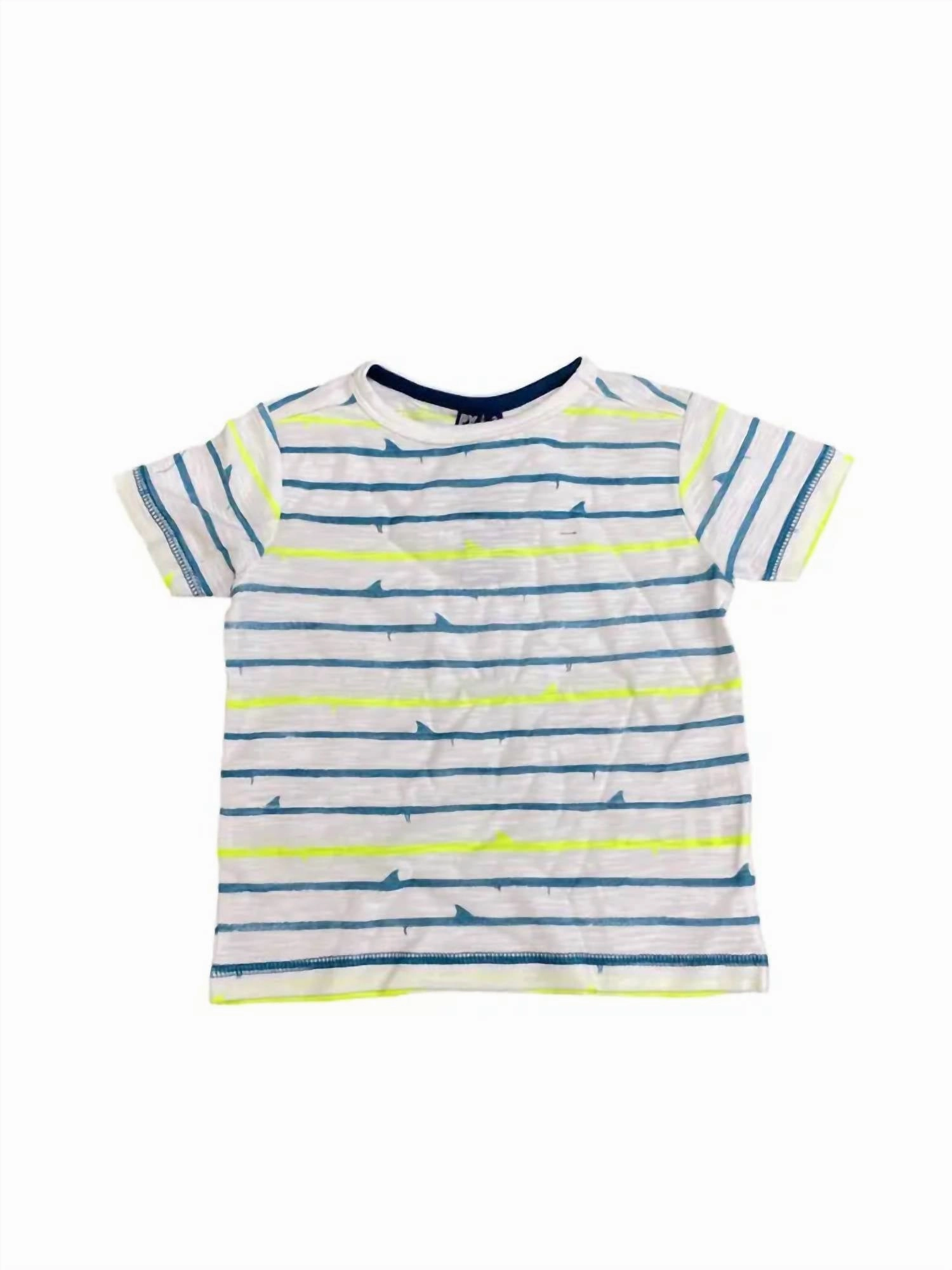 Boy's Shark Fin Stripe Tee In Multi graphic tees for boys, polo shirts boys