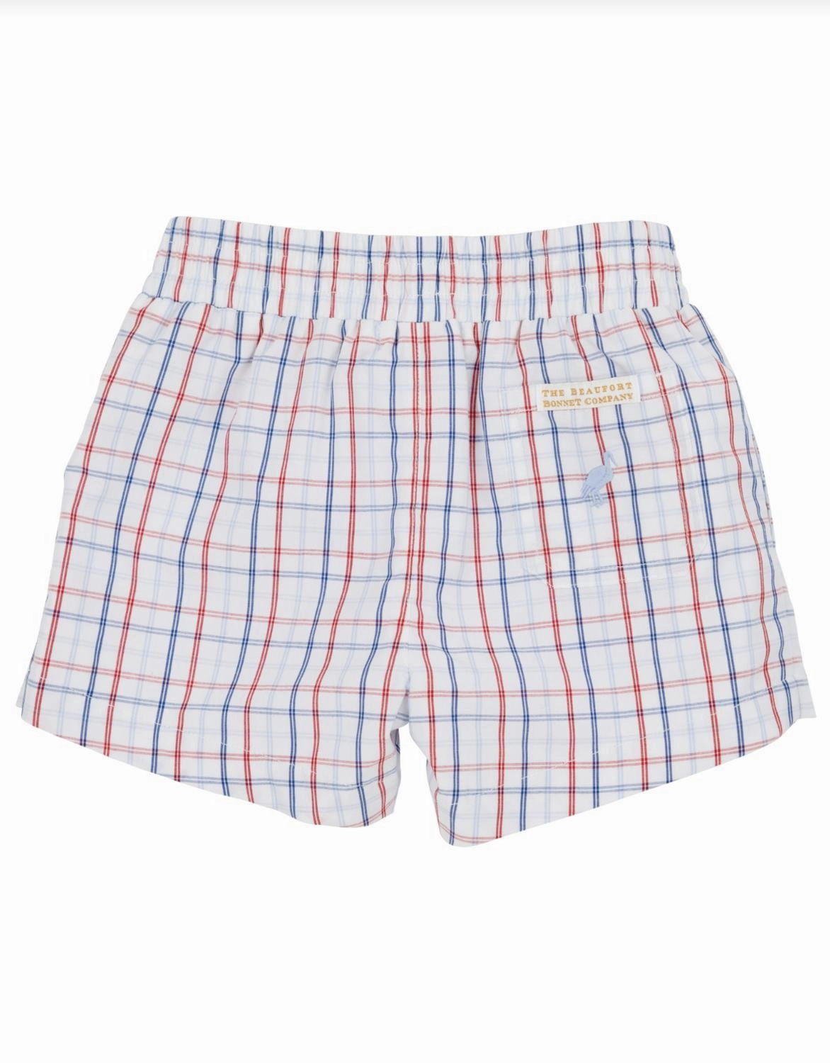 Boy's Sheffield Shorts In Whitehall Windowpane With Richmond Red Apple Boys Drawstring Athletic Shorts