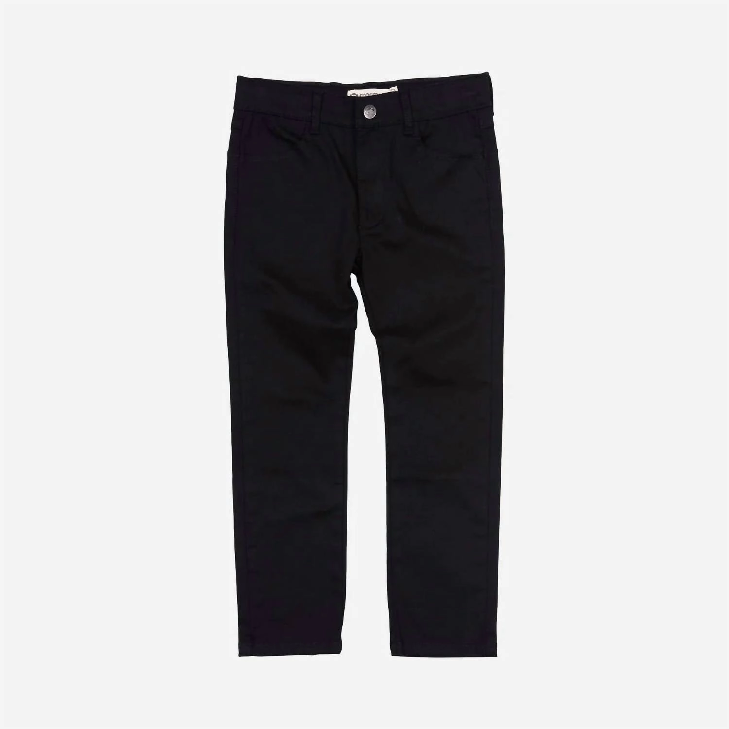 Boy's Skinny Twill Pant In Vintage Black Boys Elastic Waist Trousers