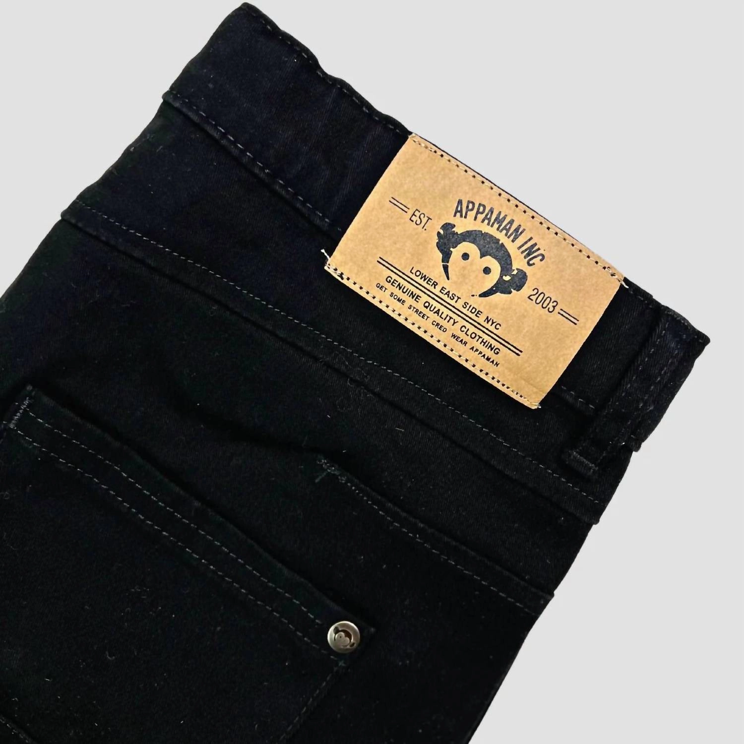 Boy's Skinny Twill Pant In Vintage Black Boys Elastic Waist Trousers