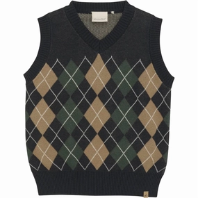Boy's Slipover Knit Vest In Navy Forest winter jackets for boys, lightweight puffer boys