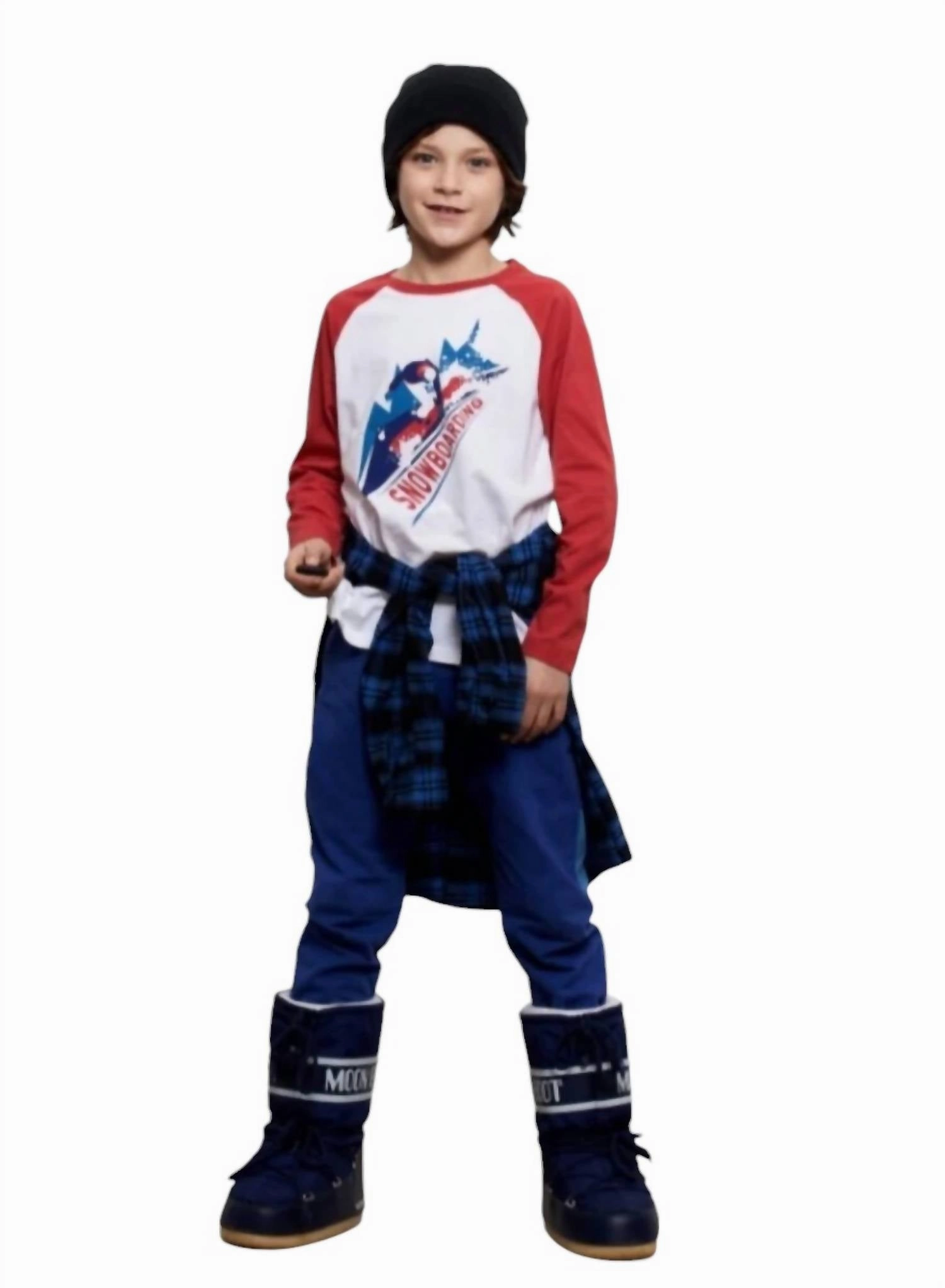 Boy's Snowboard Sound Tee In White/red Boys Henley T Shirt