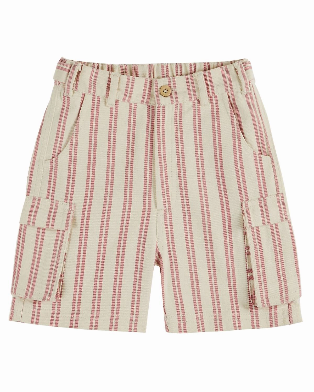 Boy's Stripe Cargo Shorts In Pink boys athletic shorts, cargo shorts boys