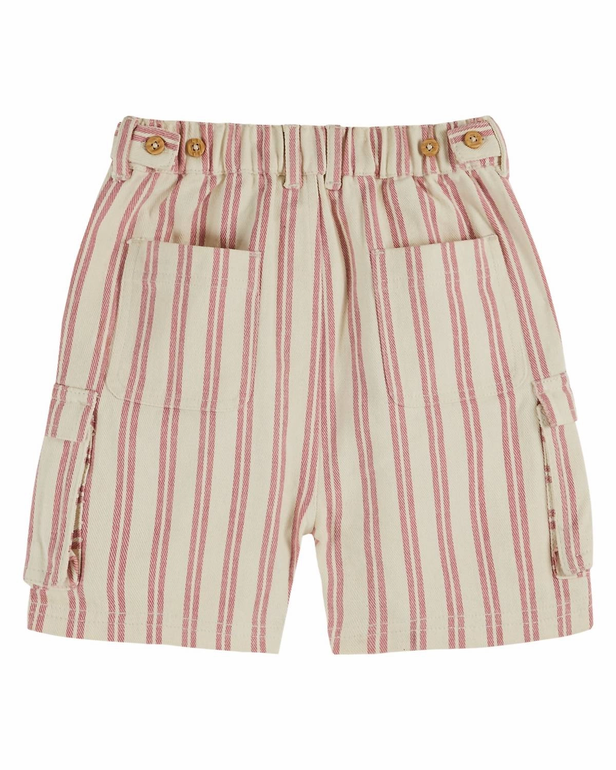 Boy's Stripe Cargo Shorts In Pink Boys Drawstring Athletic Shorts