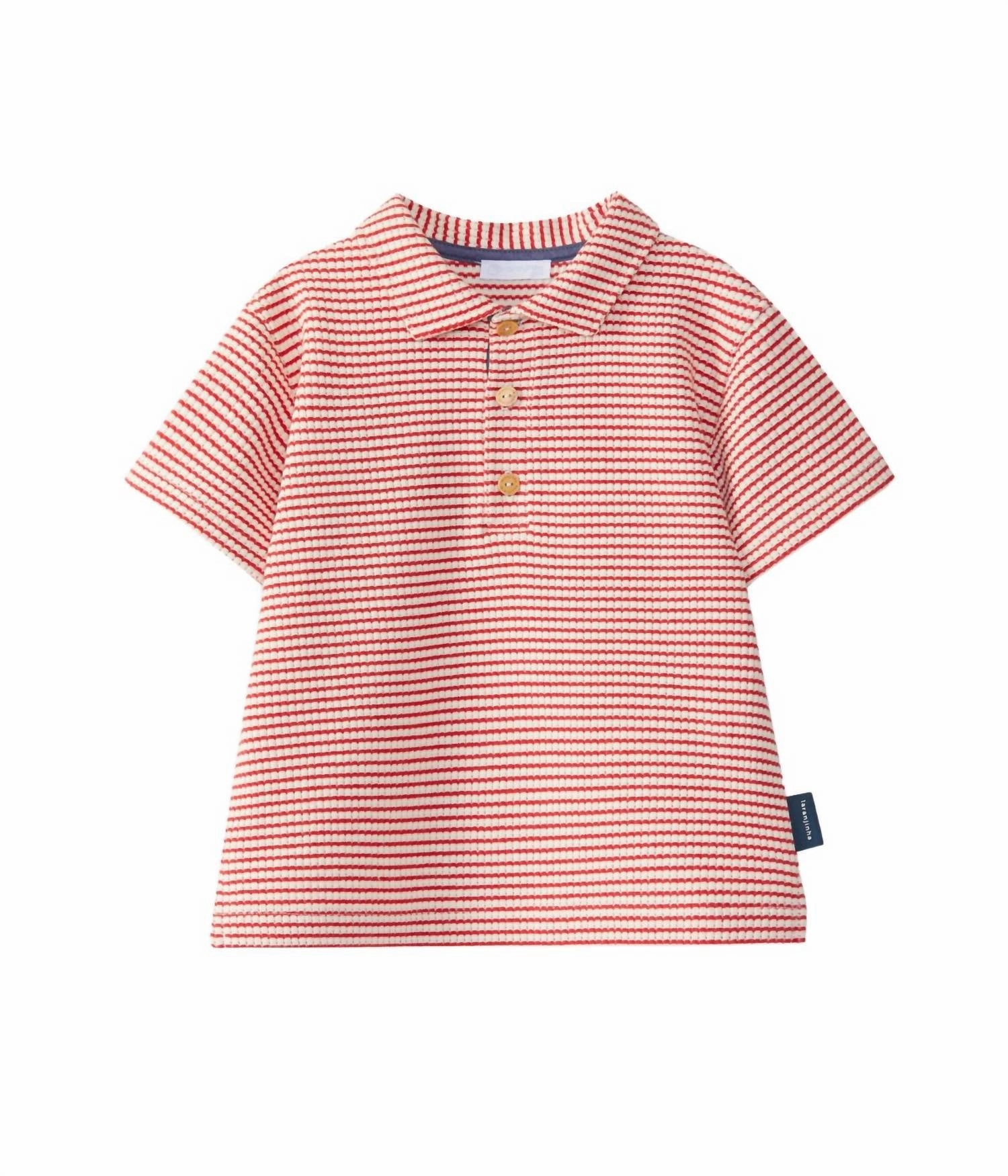 Boy's Striped Jersey Polo Shirt In Red graphic tees for boys, polo shirts boys