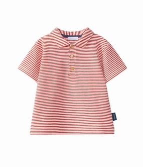 Boy's Striped Jersey Polo Shirt In Red graphic tees for boys, polo shirts boys
