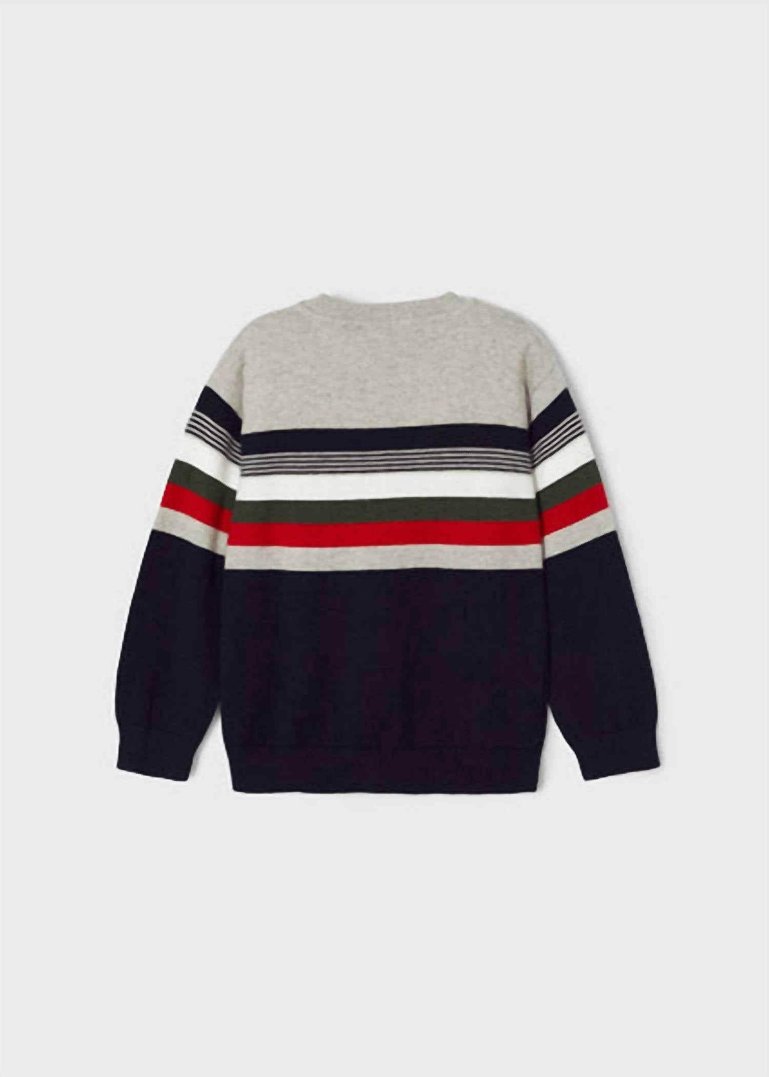 Boy's Striped Knit Sweater In Navy Blue Boys Henley T Shirt