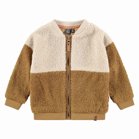 Boy's Teddy Cardigan In Brown/ecru winter jackets for boys, lightweight puffer boys