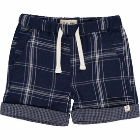 Boy's Turn-Up Shorts In Marina Navy Gauze boys athletic shorts, cargo shorts boys