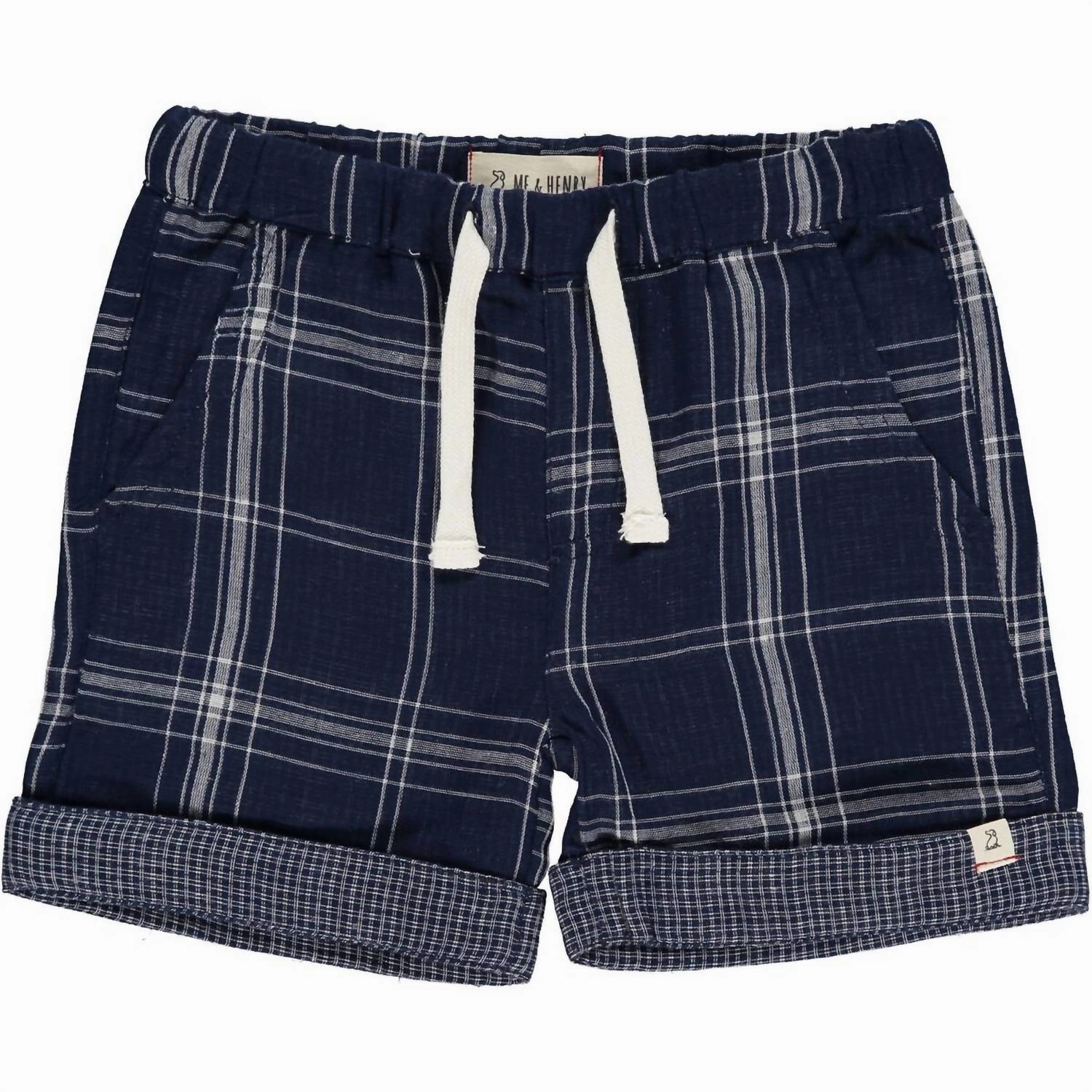 Boy's Turn-Up Shorts In Marina Navy Gauze boys athletic shorts, cargo shorts boys