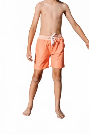 Boy's Upf 50 Swimwear   Liner Shorts In Orange Sherbet boys athletic shorts, cargo shorts boys
