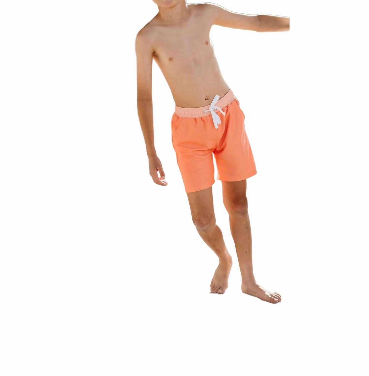 Boy's Upf 50 Swimwear   Liner Shorts In Orange Sherbet Boys Drawstring Athletic Shorts