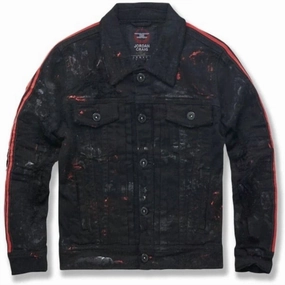 Boy's Youth Dillinger Striped Trucker Jacket In Bred winter jackets for boys, lightweight puffer boys